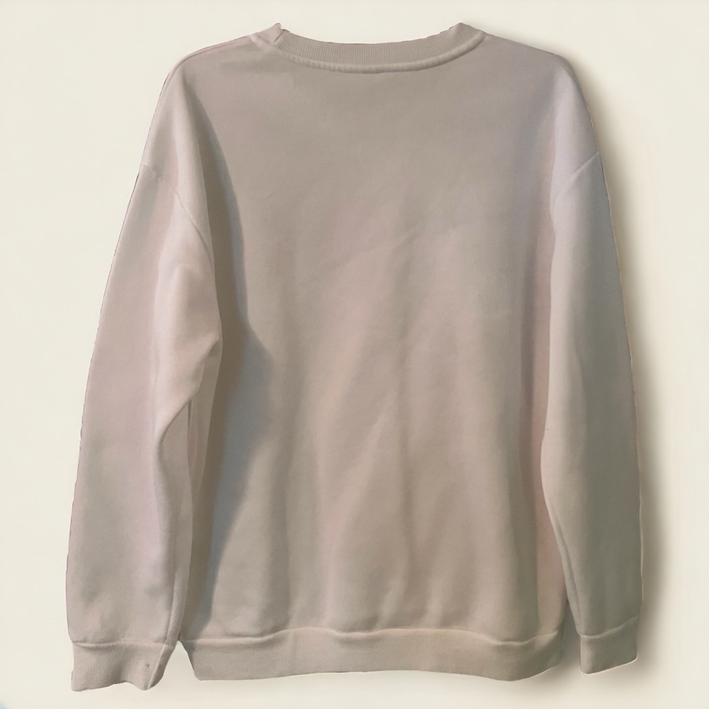 SHEIN Women’s White “New York Brooklyn” Fleece Long Sleeve Pullover Sweatshirt - Picture 2 of 4